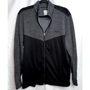 Callaway Mens Size Medium Black Gray Striped 1/4 Zip Opti Dri Pullover Jacket